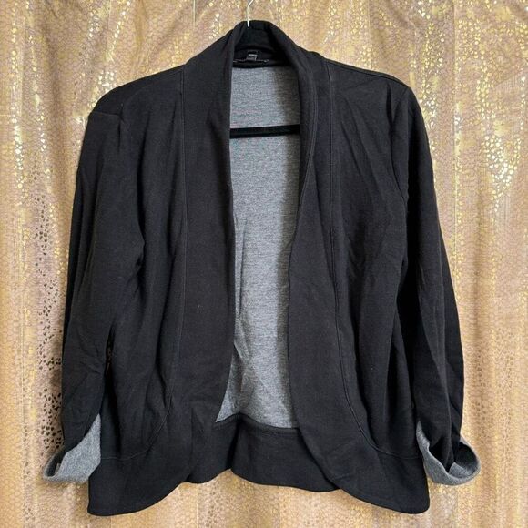 Express Black Gray Stretchy Open Collared Cardigan Sweater XS - Picture 1 of 4